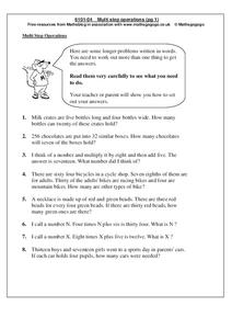 Multi step operations Worksheet Multi step operations Worksheet