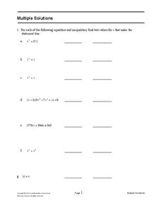 Multiple Solutions Assessment Multiple Solutions Assessment