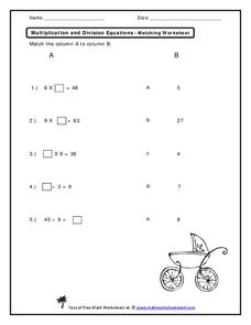 Multiplication and Division Equations Worksheet Multiplication and Division Equations Worksheet