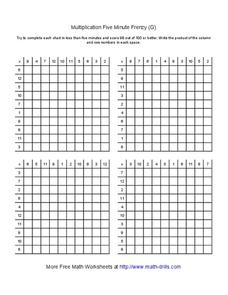 Multiplication Five Minute Frenzy (G) Organizer Multiplication Five Minute Frenzy (G) Organizer