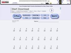 Multiplication Facts: 9 Worksheet Multiplication Facts: 9 Worksheet