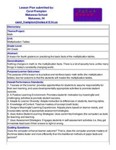 Multiplication Tables Lesson Plan Multiplication Tables Lesson Plan