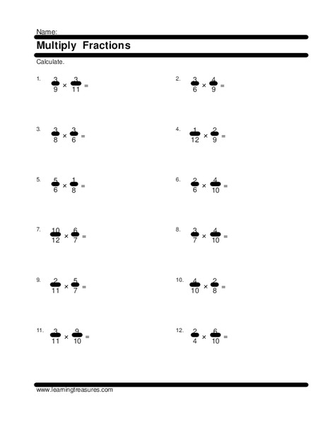Multiply Fractions Worksheet Multiply Fractions Worksheet