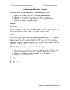 Multiplying and Dividing Fractions Worksheet Multiplying and Dividing Fractions Worksheet
