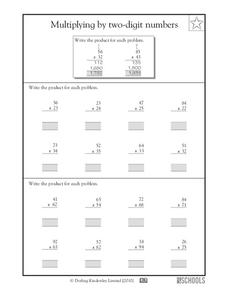 Multiplying by 2-Digit Numbers Worksheet Multiplying by 2-Digit Numbers Worksheet