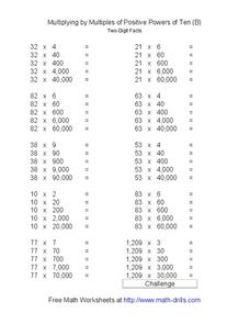 Multiplying by Multiples of Positive Powers of Ten (B) Worksheet Multiplying by Multiples of Positive Powers of Ten (B) Worksheet