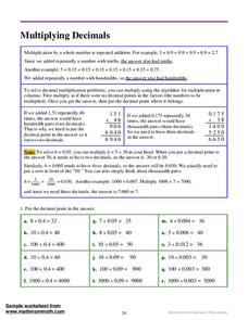 Multiplying Decimals Worksheet Multiplying Decimals Worksheet