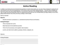 Active Reading Lesson Plan Active Reading Lesson Plan