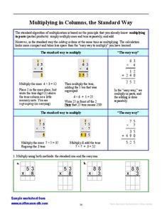 Multiplying in Columns, Standard Way Worksheet Multiplying in Columns, Standard Way Worksheet