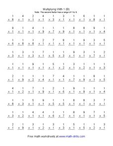 Multiplying With 1 (B) Worksheet Multiplying With 1 (B) Worksheet