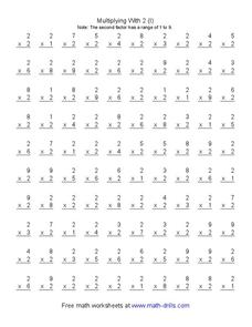 Multiplying with 2 Worksheet Multiplying with 2 Worksheet