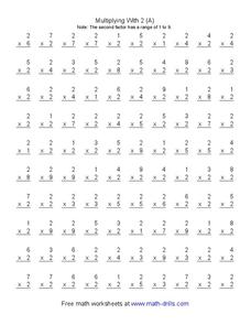 Multiplying with 2 (A) Worksheet Multiplying with 2 (A) Worksheet