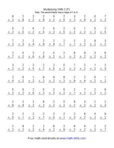 Multiplying with 2 (F) Worksheet Multiplying with 2 (F) Worksheet