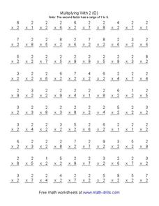 Multiplying with 2 (G) Worksheet Multiplying with 2 (G) Worksheet