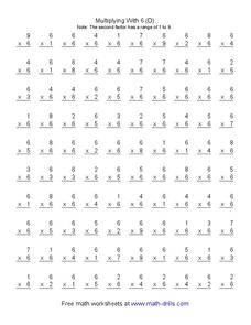 Multiplying With 6 (D) Worksheet Multiplying With 6 (D) Worksheet
