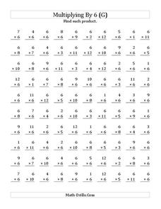 Multiplying With 6 (G) Worksheet Multiplying With 6 (G) Worksheet