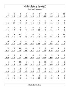 Multiplying With 6 (J) Worksheet Multiplying With 6 (J) Worksheet