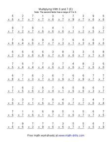 Multiplying With 6 and 7 Worksheet Multiplying With 6 and 7 Worksheet
