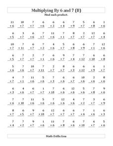 Multiplying With 6 and 7 (B) Worksheet Multiplying With 6 and 7 (B) Worksheet
