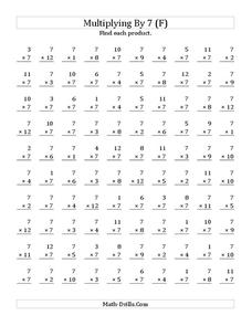 Multiplying With 7 (F) Worksheet Multiplying With 7 (F) Worksheet