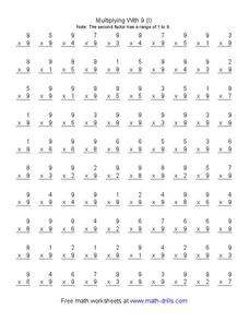 Multiplying with 9 (I) Worksheet Multiplying with 9 (I) Worksheet