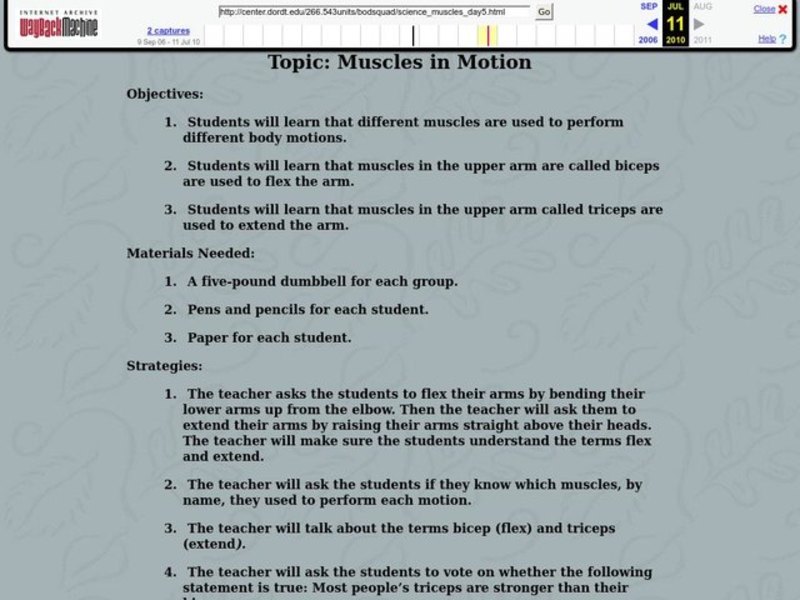 Muscles in Motion Lesson Plan Muscles in Motion Lesson Plan