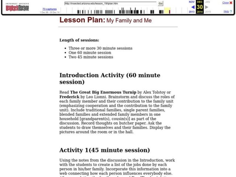My Family and Me Lesson Plan My Family and Me Lesson Plan