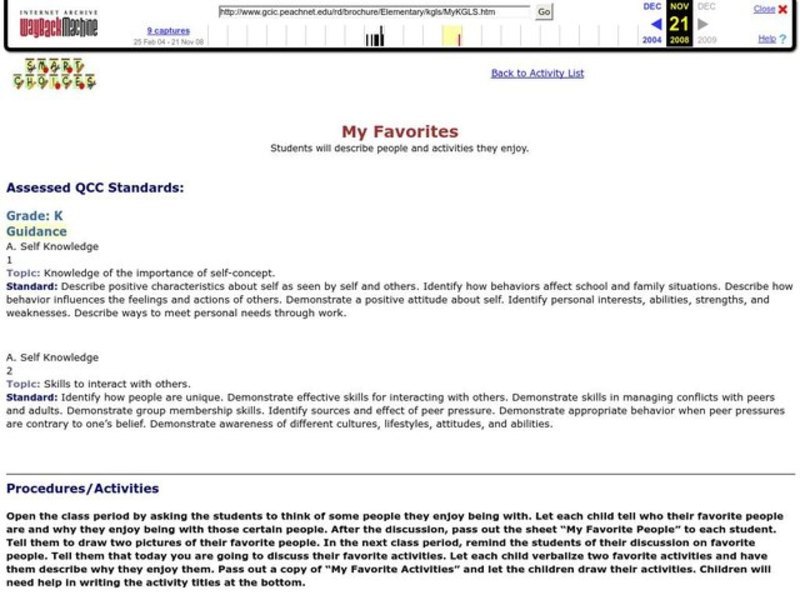 My Favorites Lesson Plan My Favorites Lesson Plan