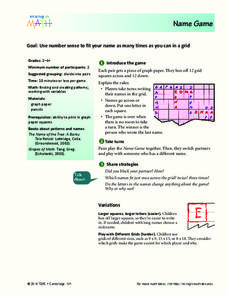 Name Game Lesson Plan Name Game Lesson Plan