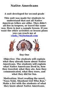 Native Americans Lesson Plan Native Americans Lesson Plan