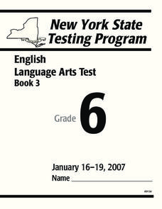 New York State Testing Program: English/Language Arts Book 3, Grade 6 Worksheet New York State Testing Program: English/Language Arts Book 3, Grade 6 Worksheet
