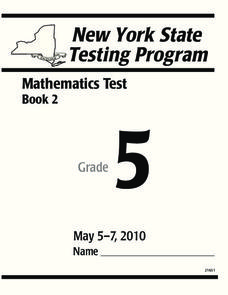 New York State Testing Program: Mathematics Book 2, Grade 5 2008 Worksheet New York State Testing Program: Mathematics Book 2, Grade 5 2008 Worksheet