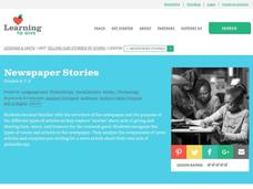 Newspaper Stories Lesson Plan Newspaper Stories Lesson Plan