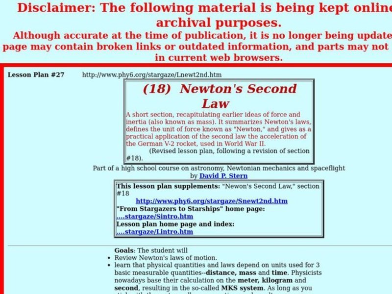 Newton's Second Law Lesson Plan Newton's Second Law Lesson Plan