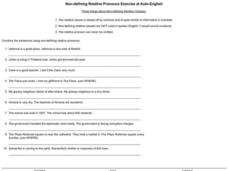 Non-Defining Relative Pronouns Exercise Interactive Non-Defining Relative Pronouns Exercise Interactive