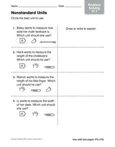 Nonstandard Units Worksheet Nonstandard Units Worksheet