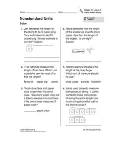 Nonstandard Units Worksheet Nonstandard Units Worksheet