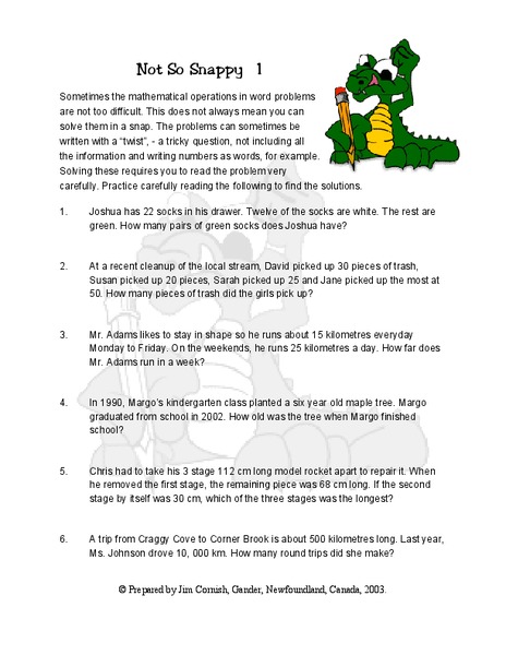Not So Snappy 1 Lesson Plan Not So Snappy 1 Lesson Plan
