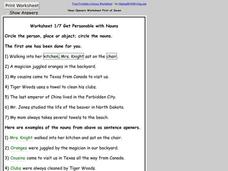 Noun Openers Worksheet Noun Openers Worksheet