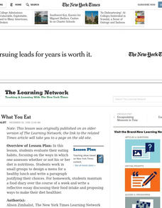 You Are What You Eat Lesson Plan You Are What You Eat Lesson Plan