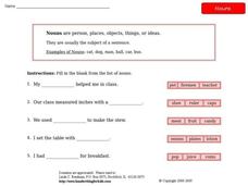 Nouns-Sentence Completion Worksheet Nouns-Sentence Completion Worksheet