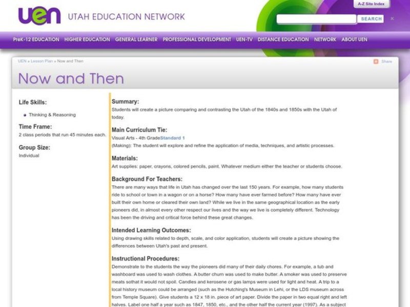 Now and Then Lesson Plan Now and Then Lesson Plan