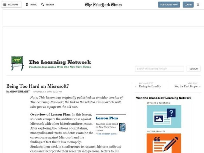 Being Too Hard on Microsoft? Lesson Plan Being Too Hard on Microsoft? Lesson Plan