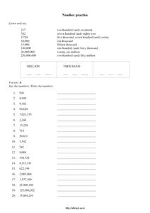 Number Practice Worksheet Number Practice Worksheet