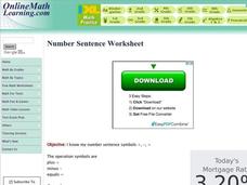 Number Sentences Interactive Number Sentences Interactive