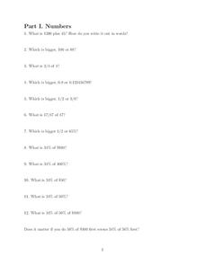Numbers Worksheet Numbers Worksheet