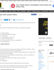 Nutrition Unit Lesson Plan Nutrition Unit Lesson Plan