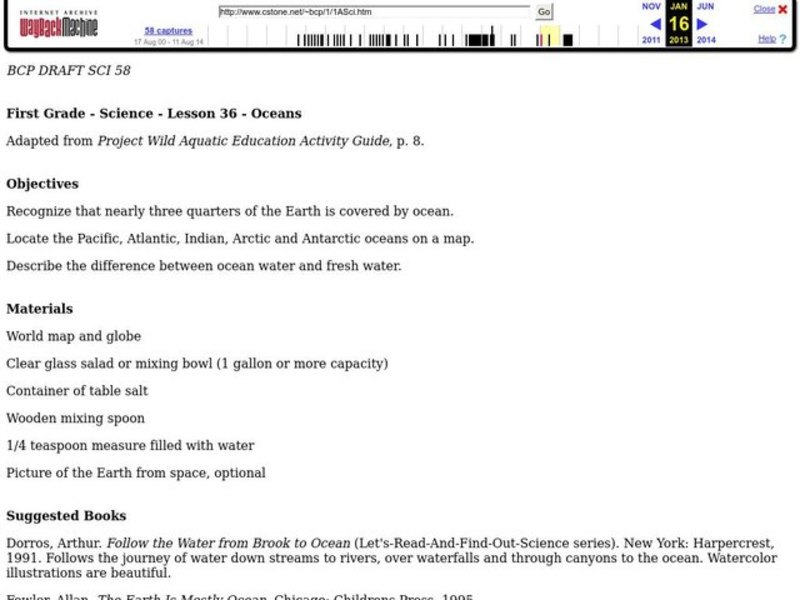 Oceans Lesson Plan Oceans Lesson Plan