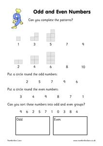 Odd and Even Numbers Worksheet Odd and Even Numbers Worksheet