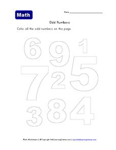 Odd Numbers Worksheet Odd Numbers Worksheet